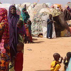 Two women and two boys playing together Somalia